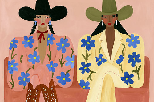 Two colourful cowgirls