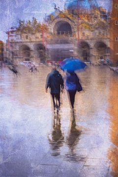 Der Markusplatz im Regen von Frans Nijland