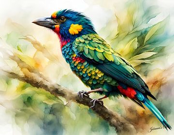 Prachtige vogels van de wereld - Grote Barbet vogel van Johanna's Art