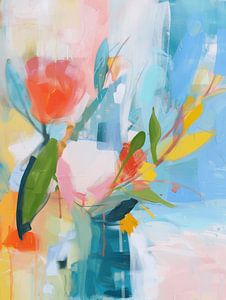 Abstrakte Blumen in Pastellfarben