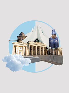 Berlijn Collage - Brandenburger Tor x Tempodrom van Stadtcollagen