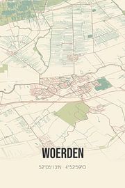 Vintage landkaart van Woerden (Utrecht) van Stad & Wand