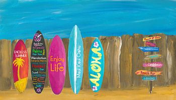 Zomer- en palmbomen Surf Board Wall