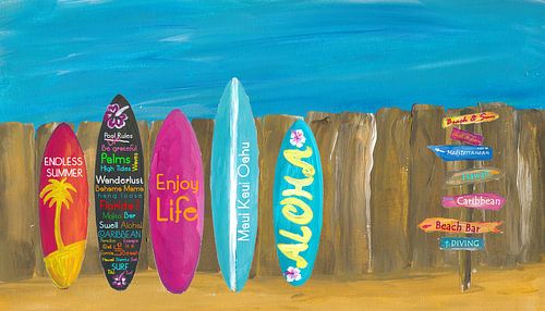Sommer und Palmen Surf Board Wall
