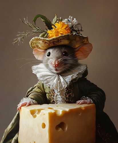 Portrait de souris avec fromage