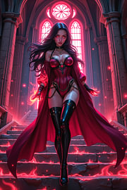 Dark Fantasy Anime Wandbild: RAVENYTHA – Sexy Anime Girl schreitet die Stufen herunter von INFERAURUM - Dark Fantasy Wall Art
