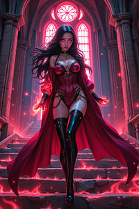 Dark Fantasy Anime Cyberpunk Wall Art: RAVENYTHA – Sexy Anime Girl Walks Down the Stairs
