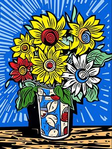 Blumenstrauß Vase Sonnenblumen elegant Stillleben ruhig entspannt
