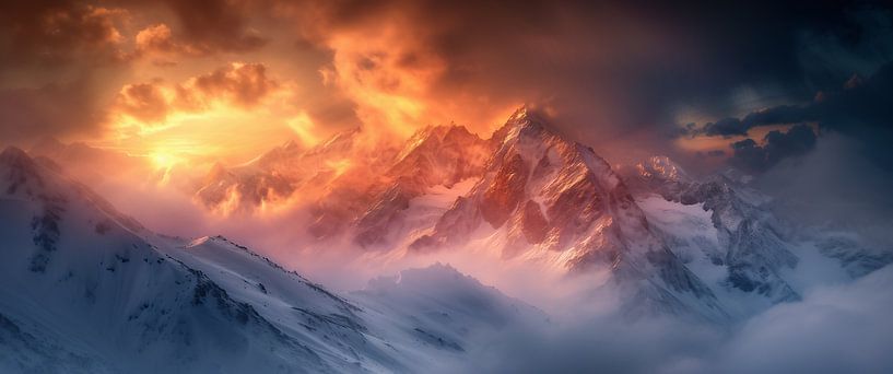 Berggipfel Morgenleuchten von fernlichtsicht