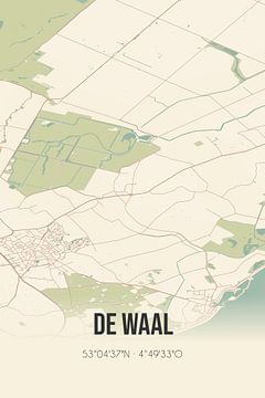 Vintage landkaart van De Waal (Noord-Holland) van MijnStadsPoster