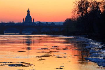 Frauenkirche Dresden, malerischer Winterabend