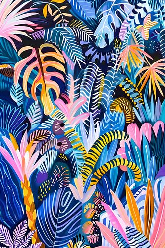 Abstracte kleurrijke kunst van planten en bladeren