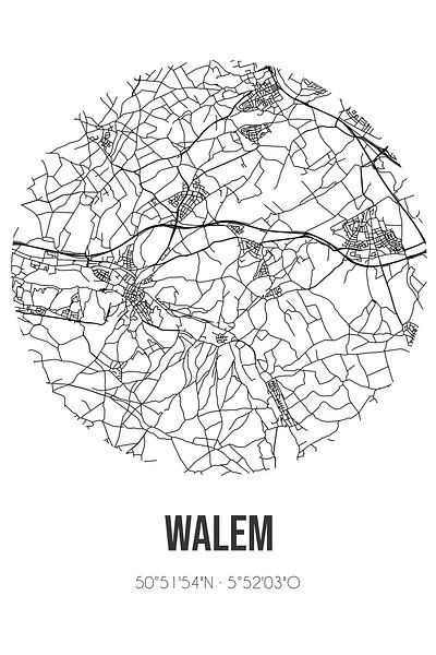 Walem (Limburg) | Map | Black and white by Prints of Place