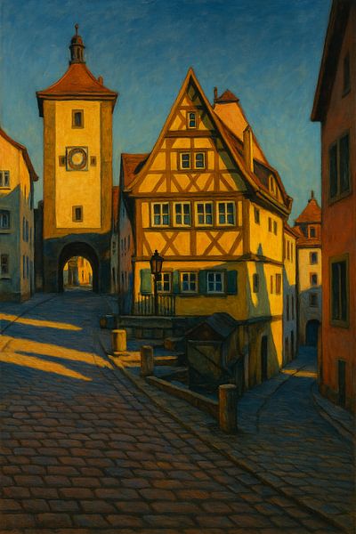 Goldene Stunde in Rothenburg ob der Tauber - Stimmungsvolle deutsche Wandkunst von Travel Shop