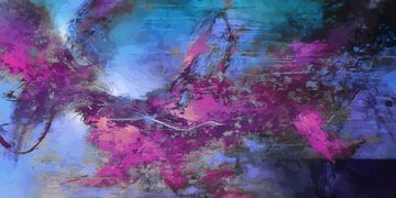 Modern, Abstract Digitaal Kunstwerk in Paars Roze van Art By Dominic