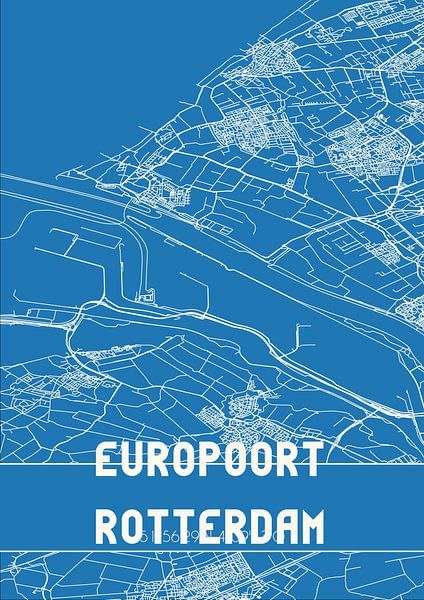Blaupause | Karte | Europoort Rotterdam (Südholland) von Ortsdrucke