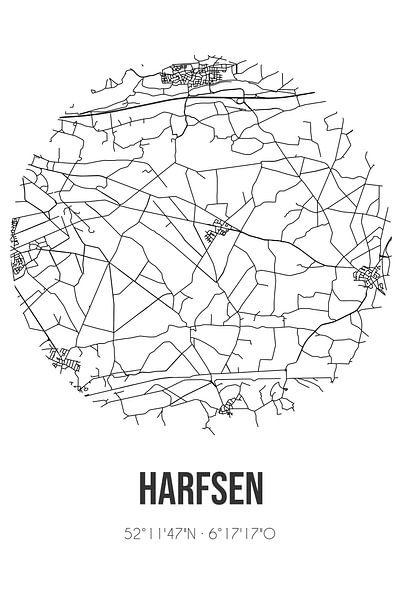 Harfsen (Gelderland) | Map | Black and White by Prints of Place