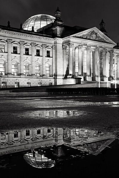 Reichstag gebouw met reflectie in een plas van Frank Herrmann