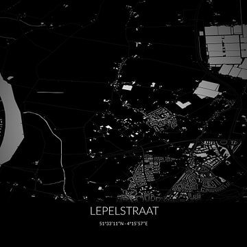 Black-and-white map of Lepelstraat, North Brabant. by Rezona