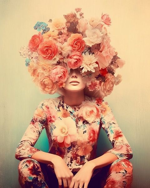 Porträt "Vintage-Blumen" von Carla Van Iersel