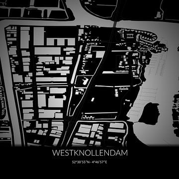 Black-and-white map of Westknollendam, North Holland. by Rezona