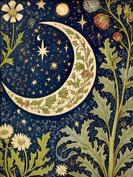Moon And Flowers Style William Morris by TOAN TRAN
