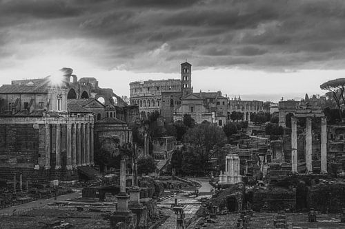 Forum Romanum - sunrise in black and white by Teun Ruijters
