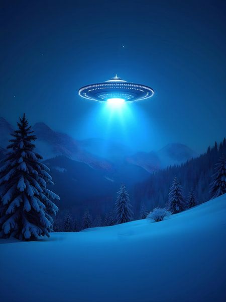 UFO with blue light over the alps by Photufo