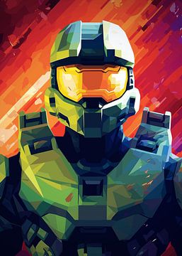 Master Chief Spel Abstract Popart van Qreative
