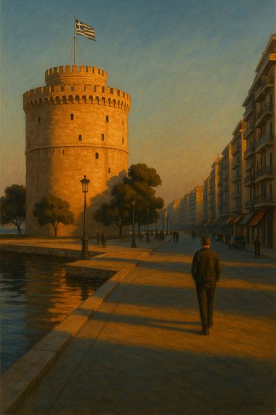 Thessaloniki’s Golden Hour – The White Tower at Sunset by Travel Shop