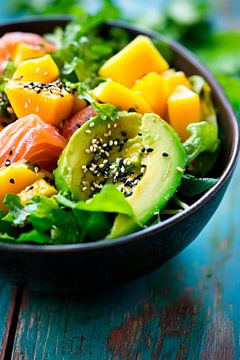 Kleurrijke saladevariatie met avocado en mango van Poster Art Shop