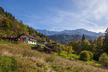 Graseck Alm with Wetterstein Mountains