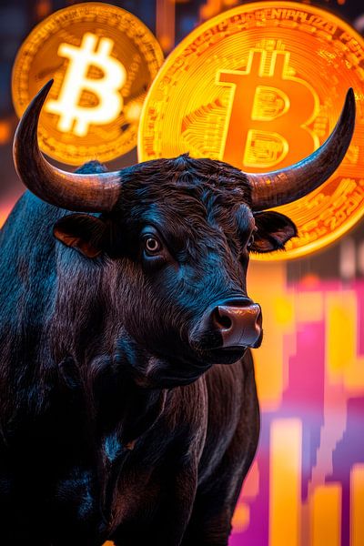Bull and Bitcoin price rise by Poster Art Shop