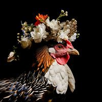 Majestätisches Huhn mit Blumenkrone