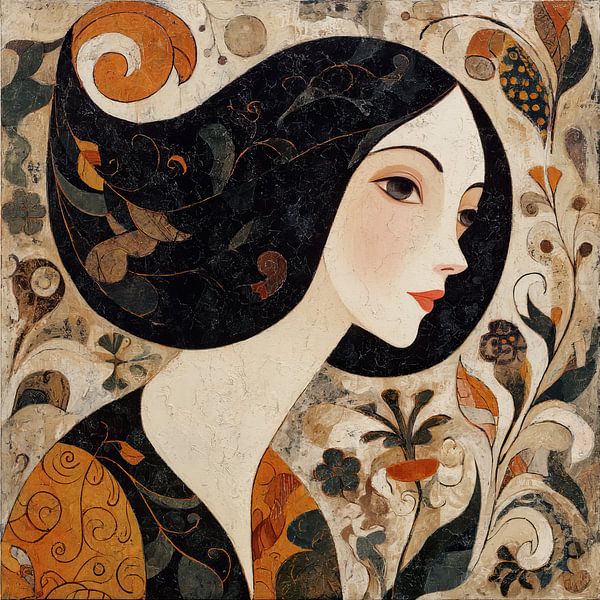 Femme fleurs | Femme avec fleurs par Caprices d'Art