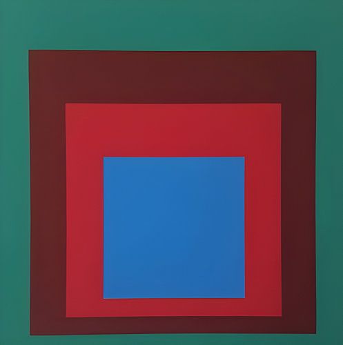 Josef Albers - Homage to the Square, brown, green,  red, blue. High Resolution