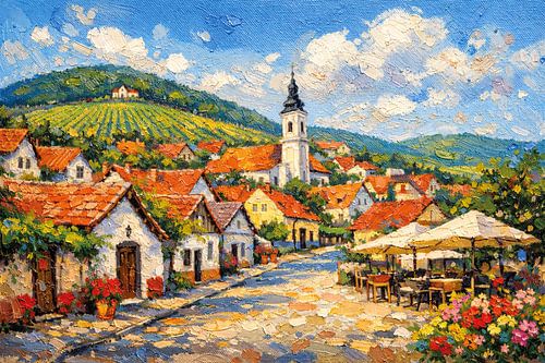 Villány in Hongarije schilderij.