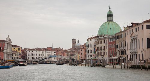Old buildings on a large canal in the old town of Venice, Italy