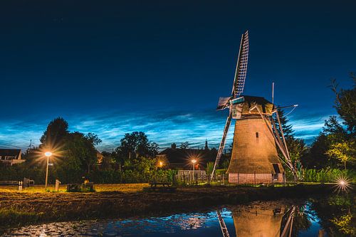 Windmill in Lisse Under Noctilucent Clouds