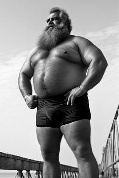 Man met baard aan zee van BEARpictureart