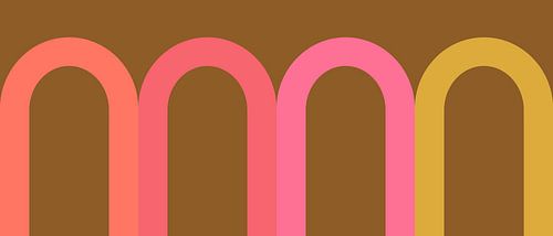 Abstracte booggeometrie in neon op geelgoud