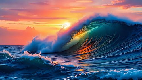 Sea waves in the sunlight