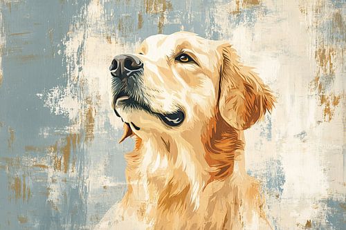 Peinture pop art chaleureuse d'un chien