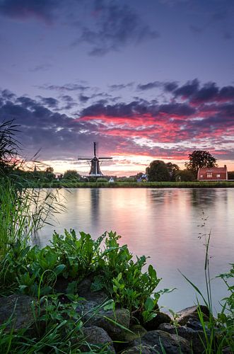 Zonsondergang molen Woltersum