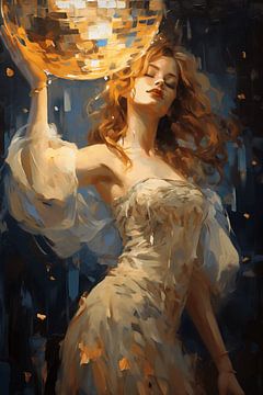 Goddess with golden disco ball