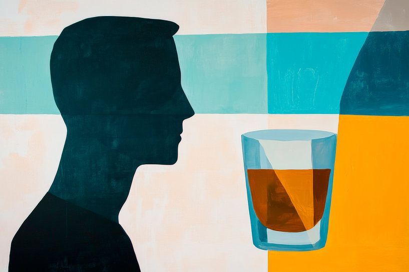 Silhouette eines Mannes mit Whiskeyglas von Poster Art Shop