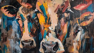 3 koeien abstract panorama van TheXclusive Art