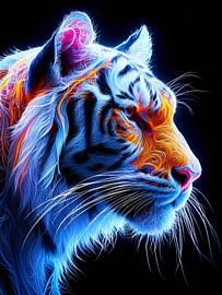 Neon Tiger Kopf Illustration von A.D. Digital ART