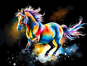 Paard in coloursplash