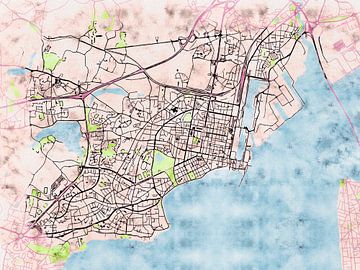 Map of Saint-Nazaire with the style 'Soothing Spring' by Maporia